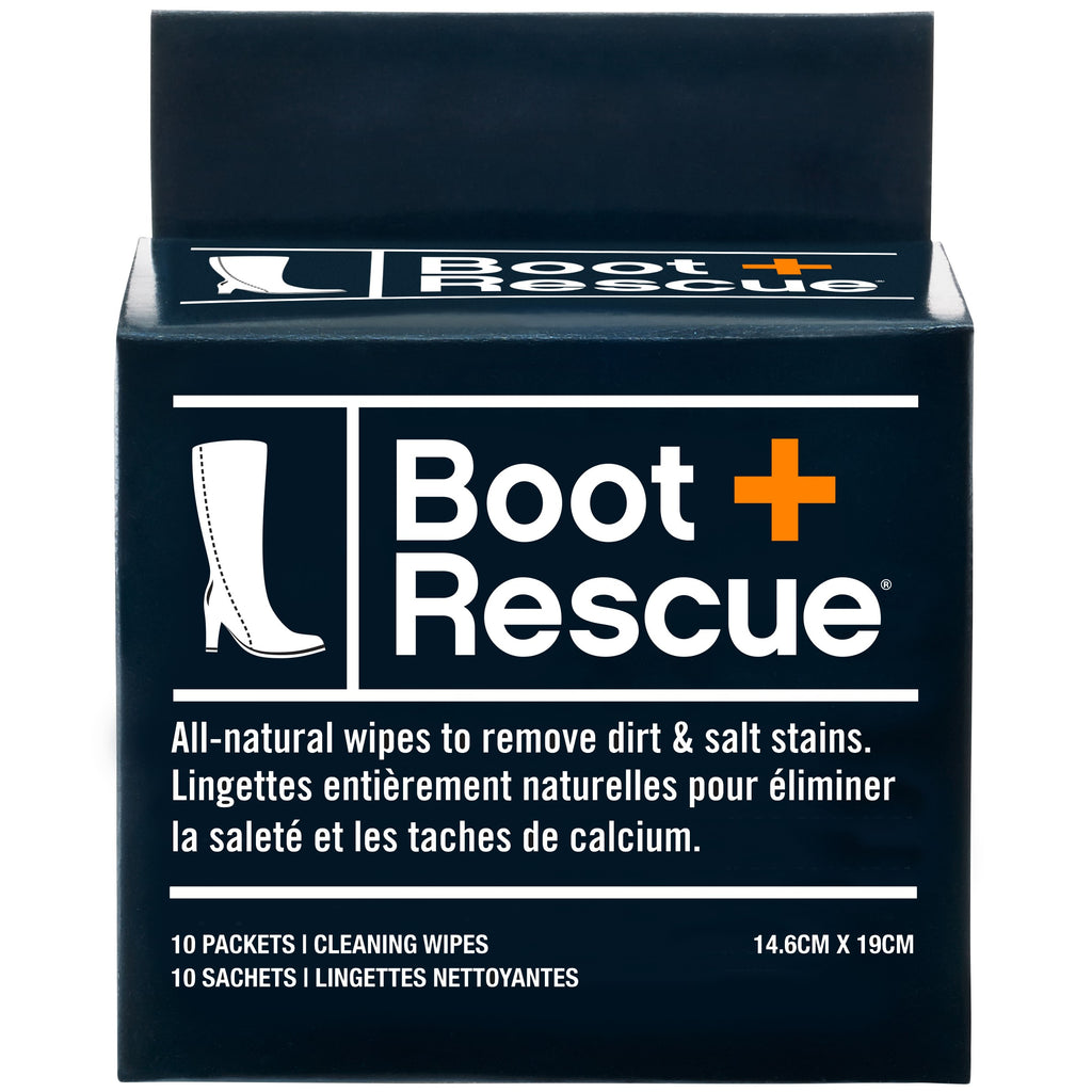 BootRescue All-Natural Shoe Cleaning Wipes - Box of 10 Individually Wrapped Wipes