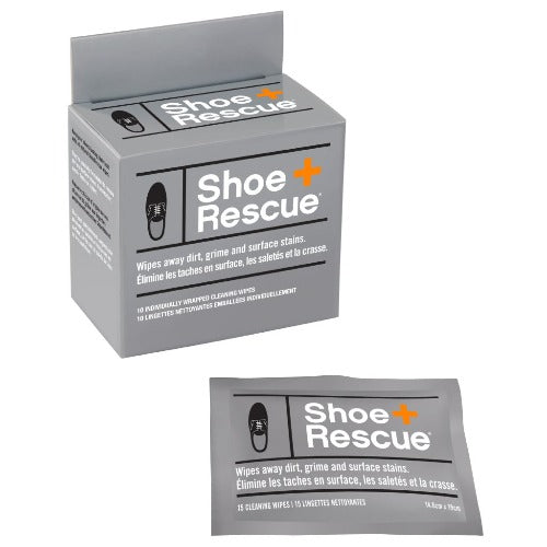ShoeRescue All-Natural Shoe Cleaning Wipes - Box of 10 Individually Wrapped Wipes