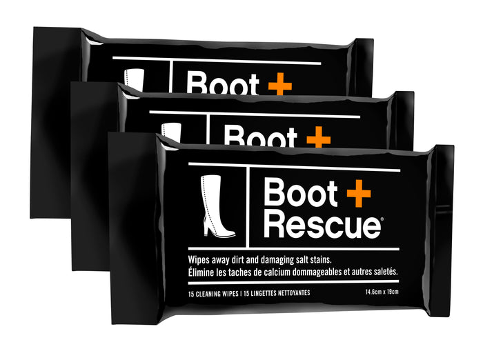 BootRescue 3-Pack Bundle of All-Natural Boot Cleaning Wipes - Resealable Pack of 15