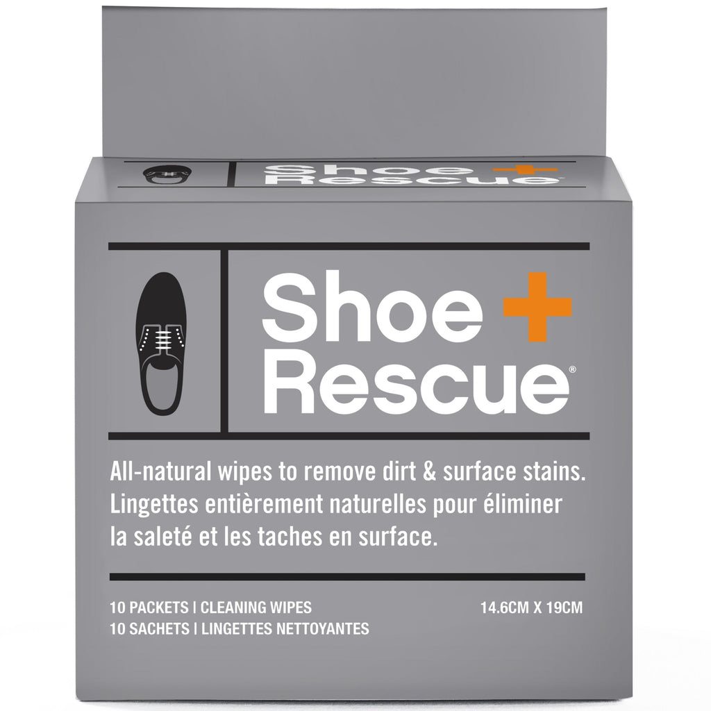 ShoeRescue All-Natural Shoe Cleaning Wipes - Box of 10 Individually Wrapped Wipes
